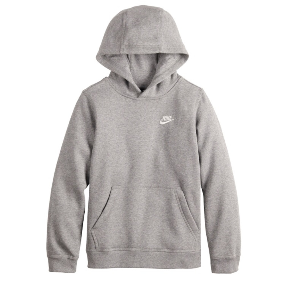 Nike Boys XL Club Fleece Pullover Hoodie - Gray